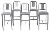 SET OF FIVE EMECO BRUSHED ALUM