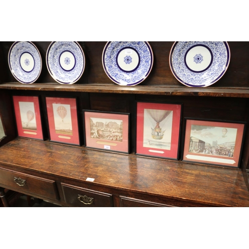 Set of five French coloured