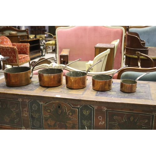 Set of five French copper
