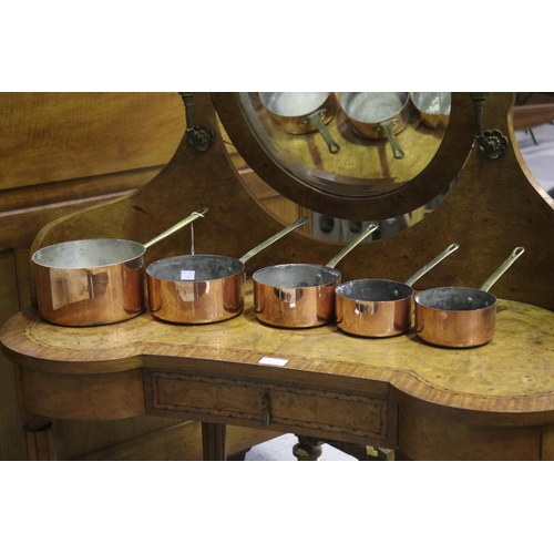 Set of five French copper