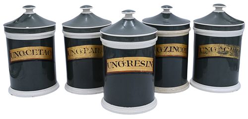 SET OF FIVE GREEN APOTHECARY