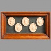 SET OF FIVE INTAGLIOS OF FAMOU