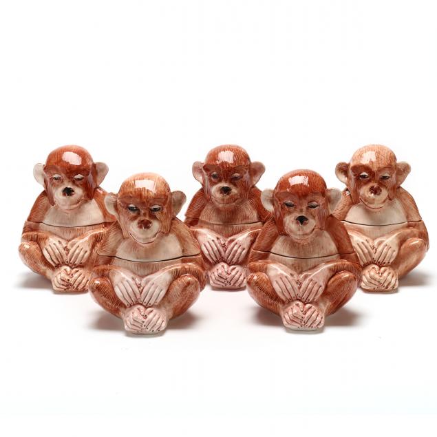 SET OF FIVE ITALIAN CERAMIC