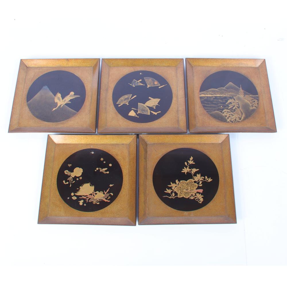SET OF FIVE JAPANESE MAKI-E GILT