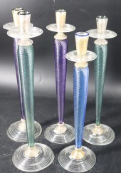 SET OF FIVE MODERN GLASS CANDL