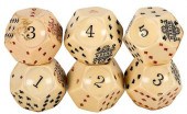 SET OF FIVE MONTANA DICE, AND