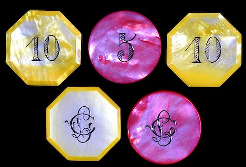 SET OF FIVE MOTHER OF PEARL