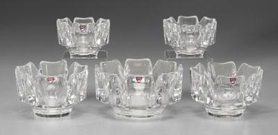 Set of five Orrefors Corona