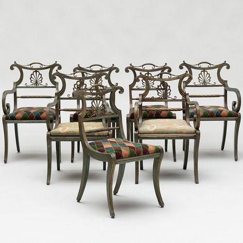 SET OF FIVE REGENCY BRASS-MOUNTED