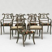 SET OF FIVE REGENCY BRASS-MOUN