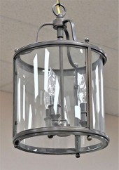 SET OF FIVE ROUND GLASS AND BR