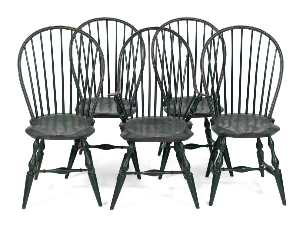 SET OF FIVE WINDSOR-STYLE CHAIRS