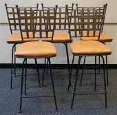 SET OF FIVE WROUGHT IRON AND B