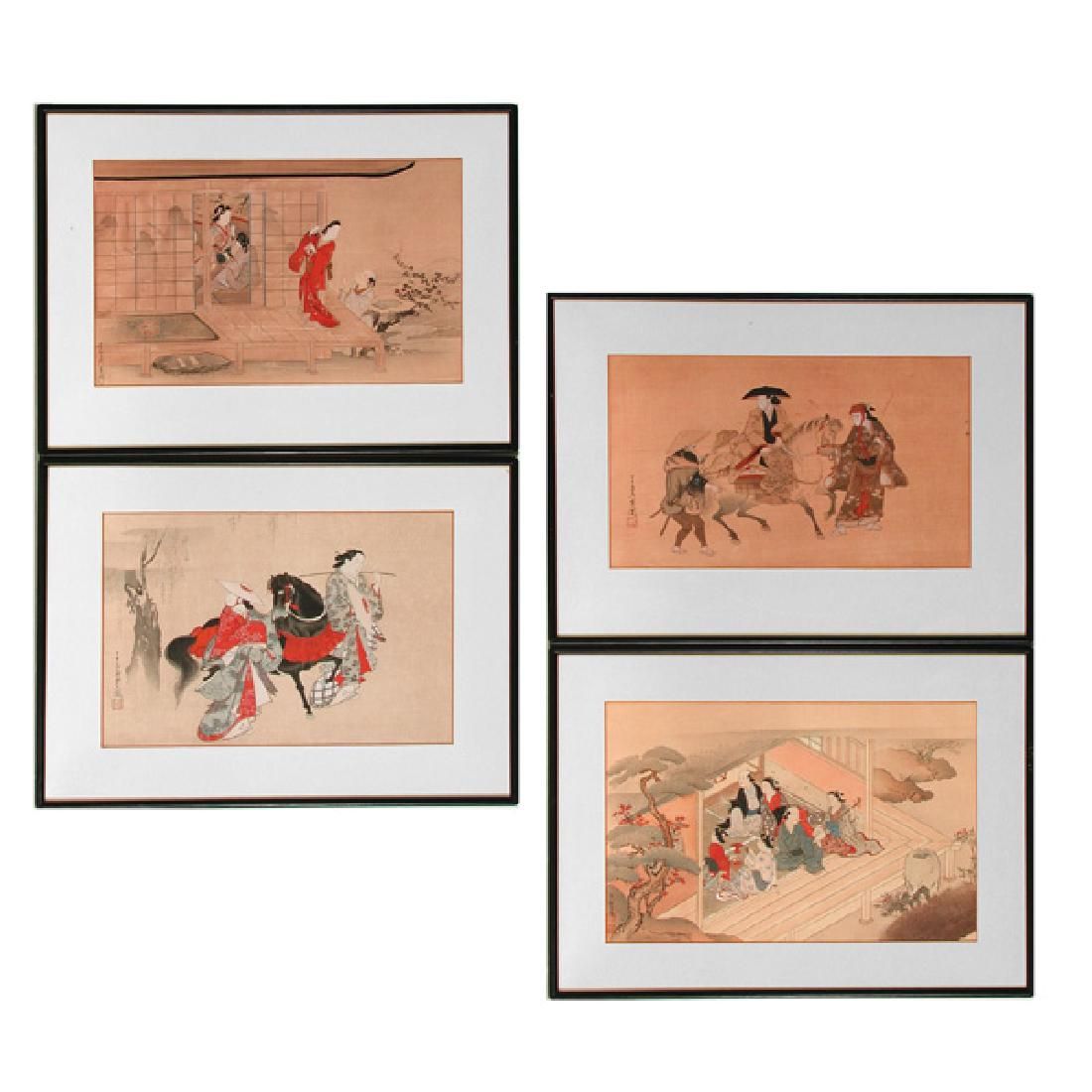 SET OF FOUR (4) COLORFUL JAPANESE