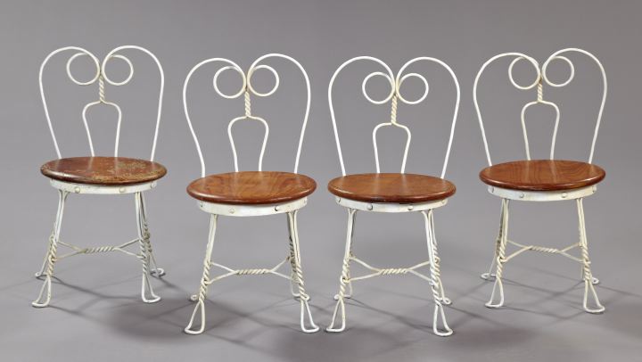 Set of Four American Iron and Oak