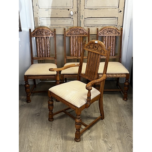 Set of four American oak turned leg