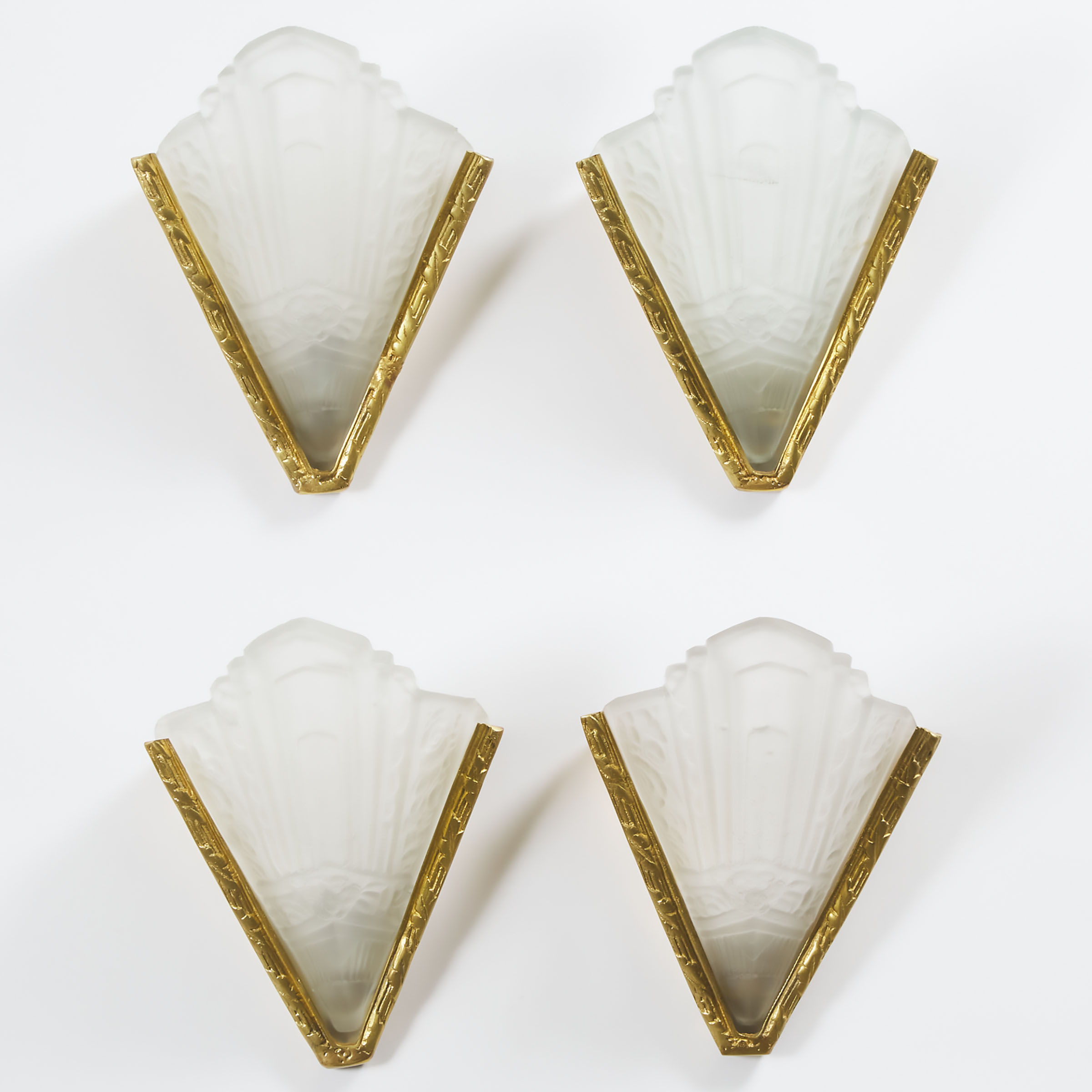 Set of Four Art Deco Style Etched