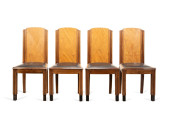 SET OF FOUR ART DECO OAK AND L
