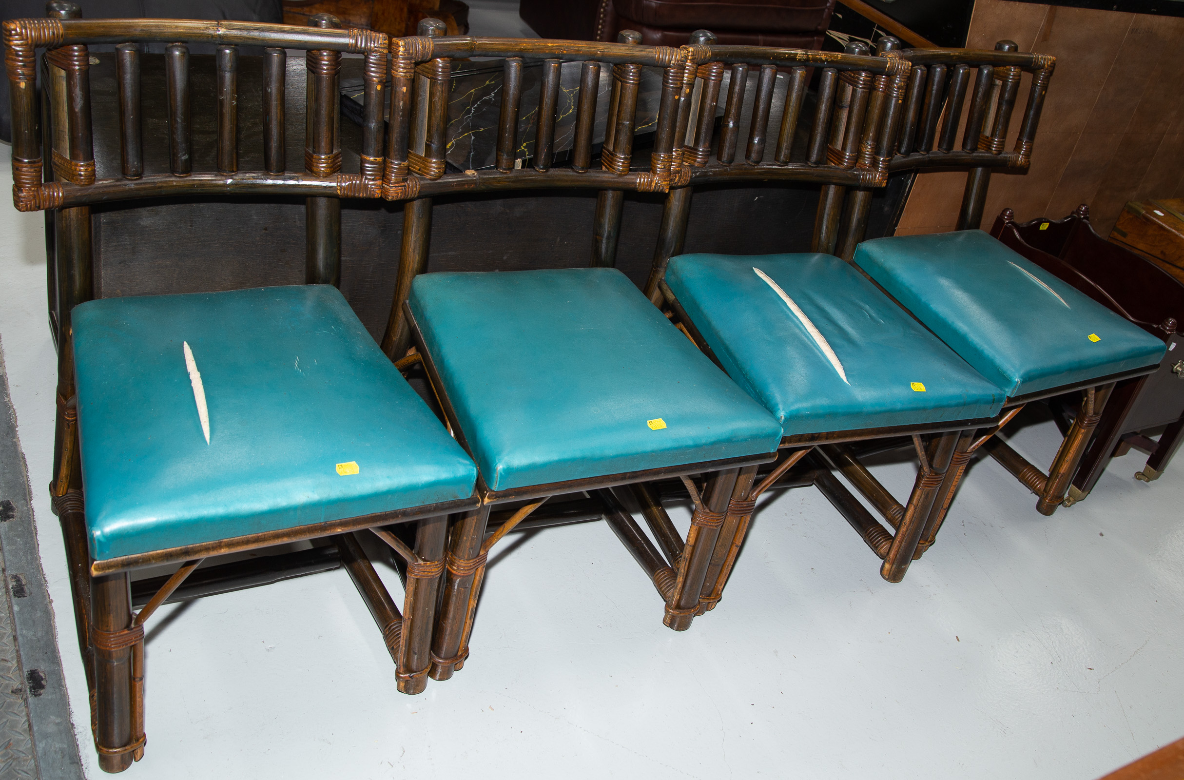 SET OF FOUR BAMBOO STYLE CHAIRS .