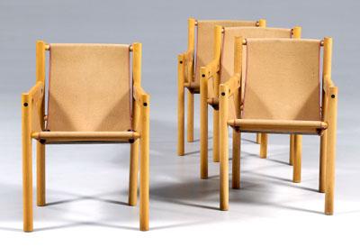 Set of four beechwood, canvas