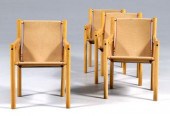 Set of four beechwood, canvas