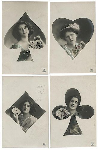 SET OF FOUR BELGIAN PLAYING CARD