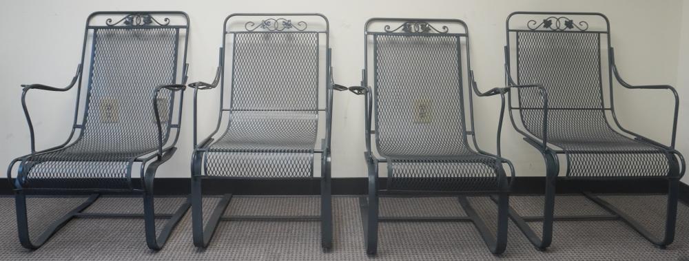 SET OF FOUR BLACK PAINTED CAST IRON