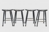 SET OF FOUR BLACK-PAINTED WOOD