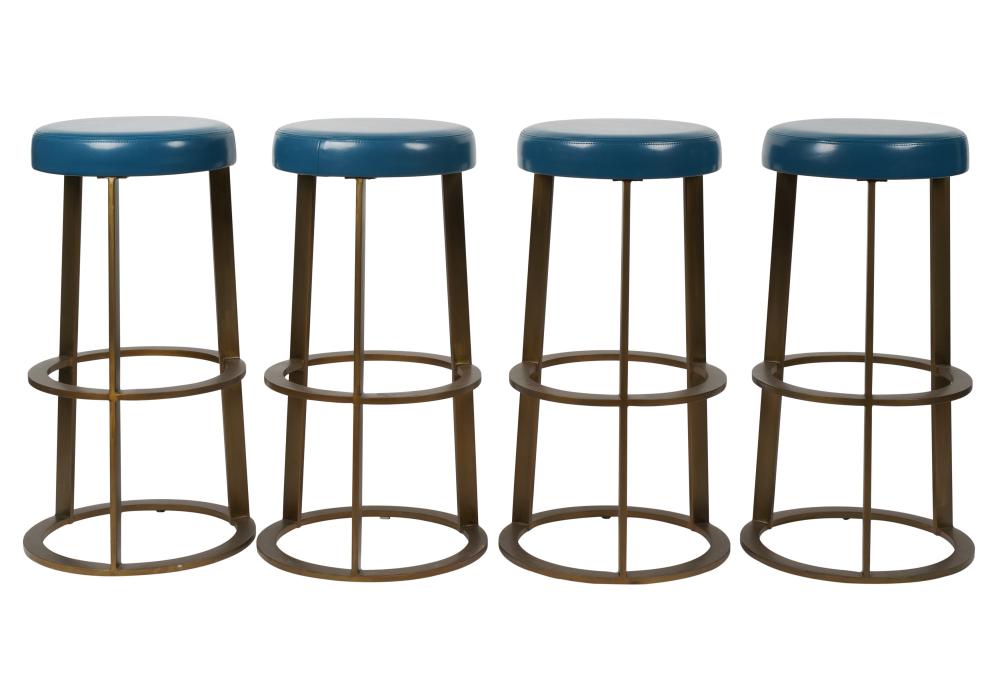SET OF FOUR BRASS AND BLUE