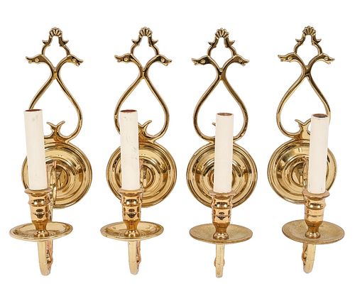 SET OF FOUR BRASS WALL SCONCESSet
