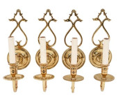SET OF FOUR BRASS WALL SCONCES