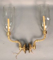 SET OF FOUR BRASS WALL SCONCES