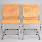 SET OF FOUR CANED CHROME SIDE