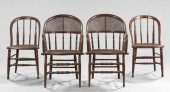Set of Four Caned Oak Chairs,