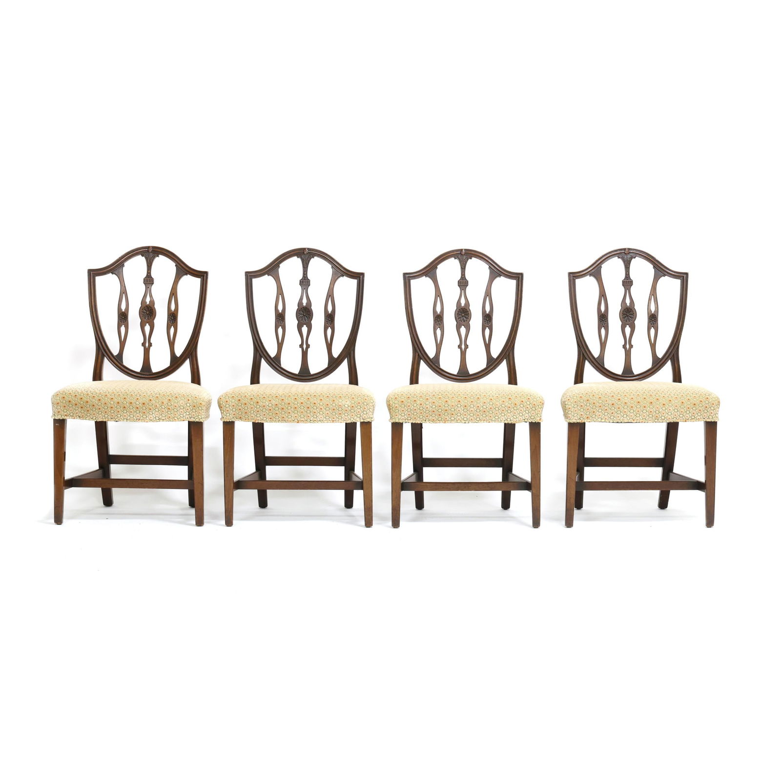SET OF FOUR CARVED MAHOGANY