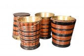 SET OF FOUR CARVED WOOD AND BR