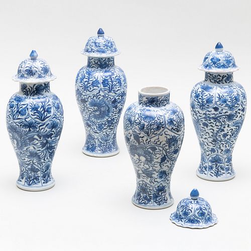 SET OF FOUR CHINESE BLUE AND
