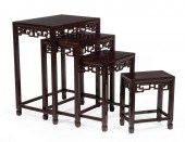 SET OF FOUR CHINESE CARVED HAR