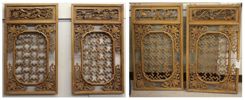 SET OF FOUR CHINESE CARVED WOOD