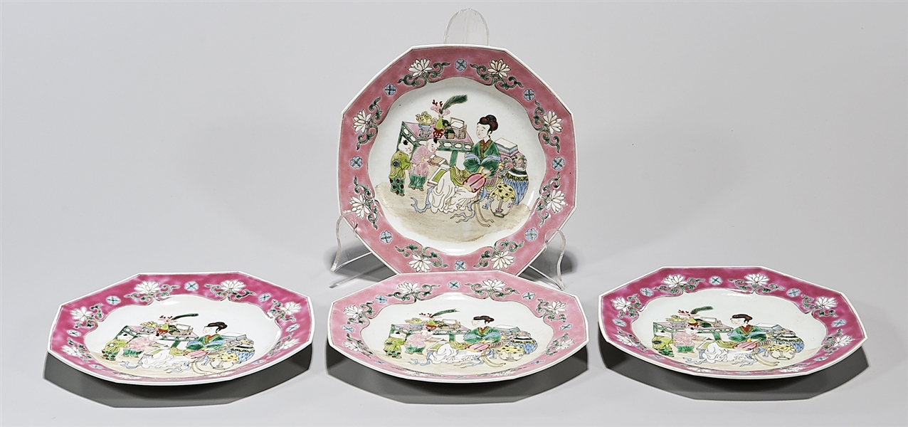 Set of four Chinese enameled