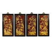 SET OF FOUR CHINESE GILT LACQU