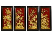 SET OF FOUR CHINESE GILT LACQU