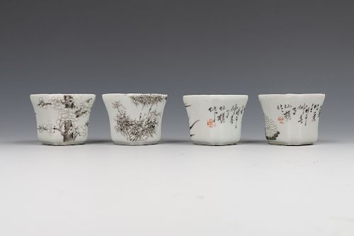 SET OF FOUR CHINESE GRISAILLE