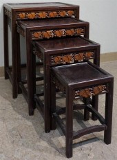 SET OF FOUR CHINESE HARDWOOD N
