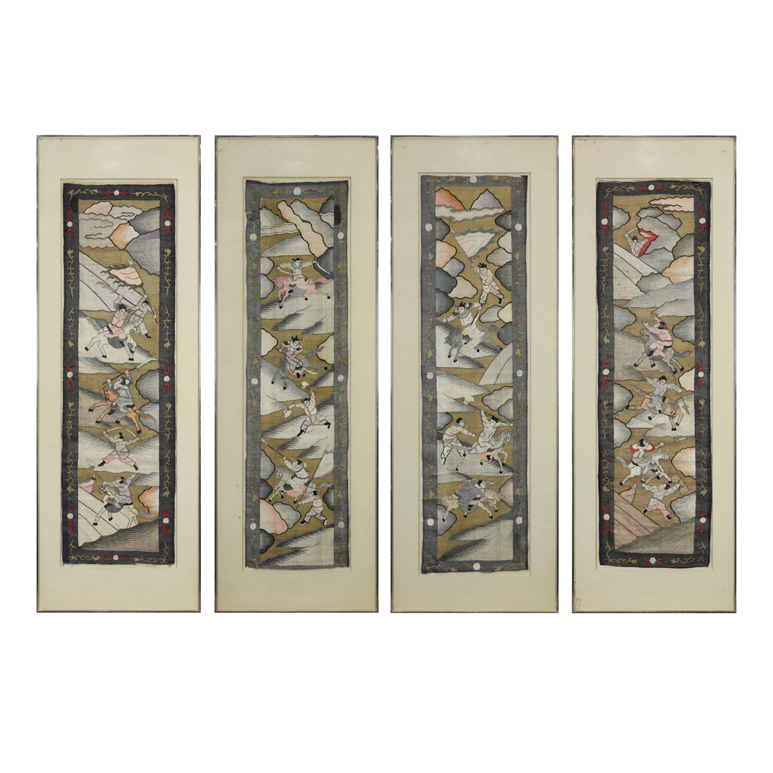 SET OF FOUR CHINESE KESI WOVEN WALL