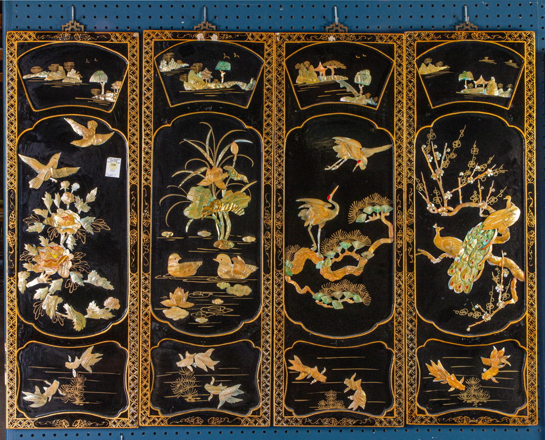 SET OF FOUR CHINESE LACUQERED AND