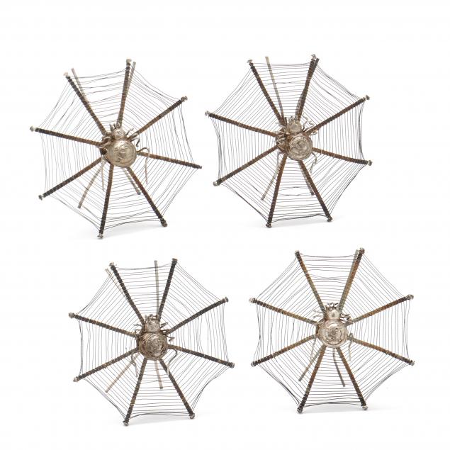 SET OF FOUR CHINESE SILVER SPIDER