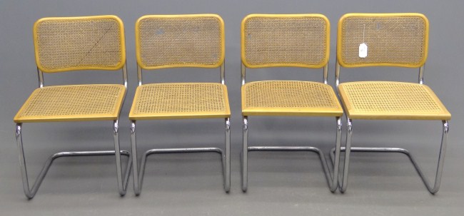 Set of four chrome base cane back