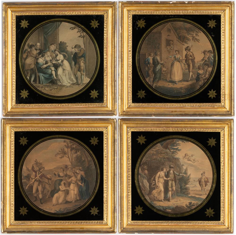 SET OF FOUR CONTINENTAL COLORED