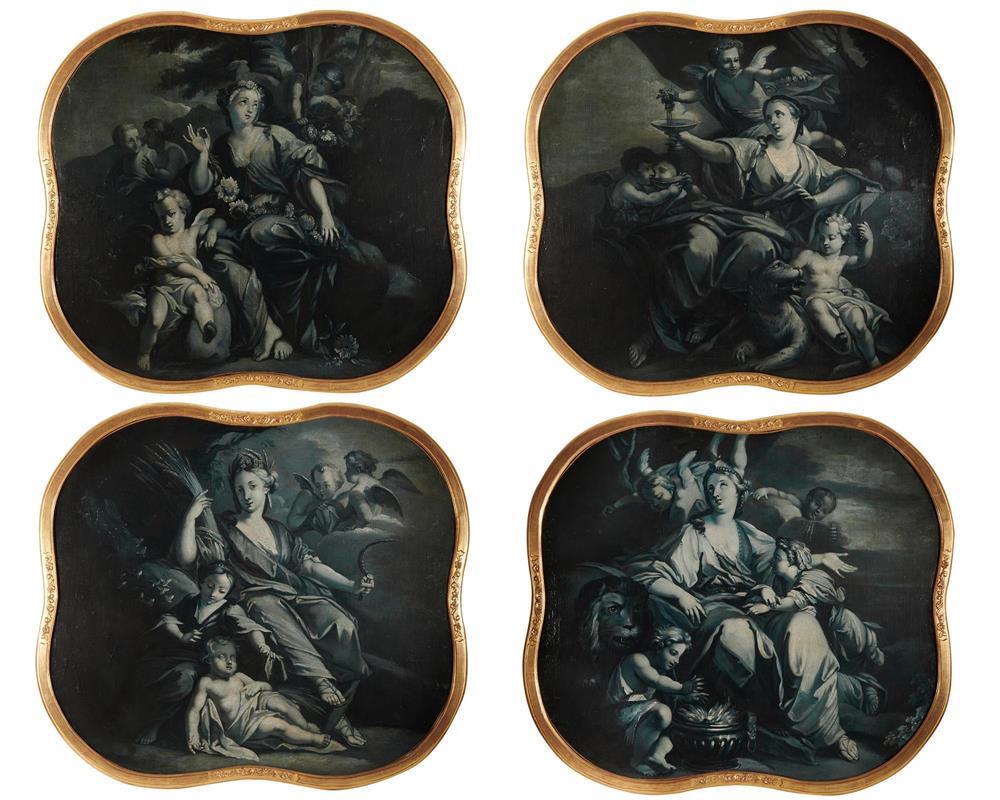 SET OF FOUR CONTINENTAL PAINTINGS
